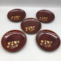 e3170 木製 絵変 菓子皿 5枚 在銘 象？ 合わせ箱 図変 銘々皿 小皿 e3170 木製 絵変 菓子皿 5枚 在銘 象？ 合わせ箱 図変 銘々皿 小皿