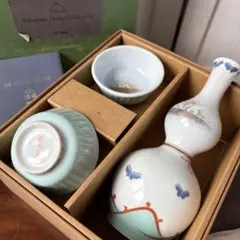 宮内庁御用達　深川製磁　金襴草花　酒器揃　徳利　お猪口　ぐい呑み　廃盤品　希少品