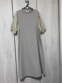 授乳口付き マタニティ ロングワンピース グレーM