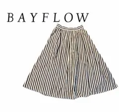 BAYFLOW ストライプロングスカート　総ゴム　ブラウン　Mサイズのサムネイル
