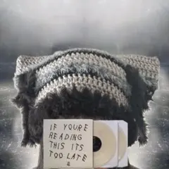 猫耳ニット帽 ハンドメイド グランジ y2k ニット帽かぎ針編み