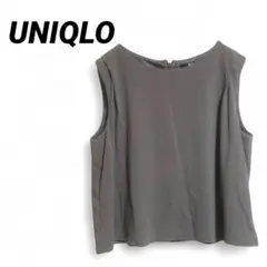 ✨美品✨【UNIQLO】クルーネックノースリーブカットソー L グレー 裏地付き