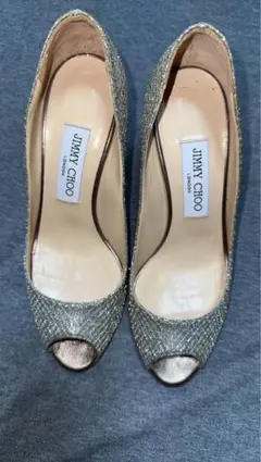 タイムセールJIMMY CHOO 美品　ゴールドオープントゥパンプス　37