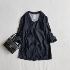 訳ありBEAMS HEART 麻混 テーラード ジャケット ナチュラル 上品