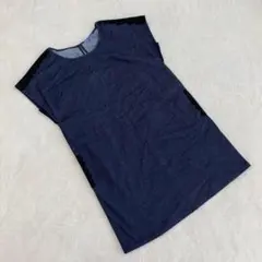 ￼￼￼￼￼デニムワンピース　チュニック　ノースリーブ　カジュアル　クルーネック