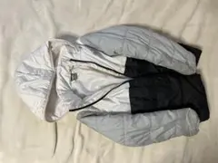 グレー/ブラック フード付きダウンコート