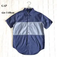GAP 半袖シャツ 140cm デニム風 切替デザイン キッズ カジュアル