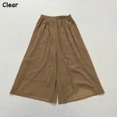 t1713 【クリア】　ワイドパンツ　ガウチョパンツ　ウエストゴム　オーカー