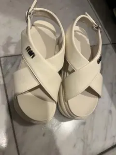 GRL メタルロゴクロスストラップ厚底サンダル