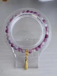 紫と透明ビーズのブレスレット 165mm