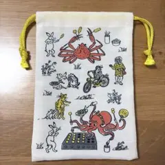 【匿名配送】鳥獣戯画 日本全国巡り旅 巾着 大阪