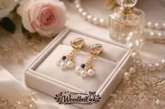 イヤリング　ハンドメイド　ラピスラズリ　パール　プレゼント　クリップ式 揺れる