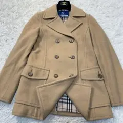 バーバリーブルーレーベル ダブルブレストピーコート 刻印ボタン 38 Mサイズ
