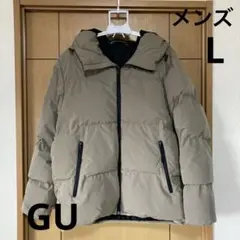 GU カーキ フード付き ダウンジャケット メンズ　L