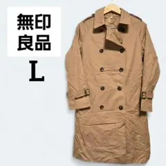 無印良品 無地 トレンチコート ダブルボタン 袖ベルト L ベージュ コットンのサムネイル