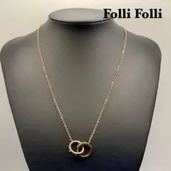 Folli Folli フォリフォリ ネックレス ダブルリング ピンクゴールド