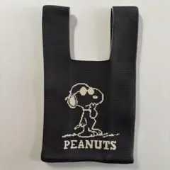 美品　PEANUTS（ピーナッツ）スヌーピー ニットミニバッグ
