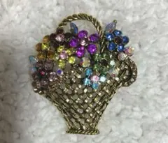花籠　花カゴ　花かご　ブローチ　フラワー　花束