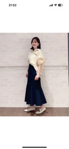 コットンブレンドチノ　ハイウエストマーメイドスカートのサムネイル