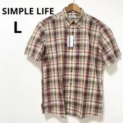 SIMPLE LIFE シンプルライフ タータンチェック シャツ 半袖 薄手L