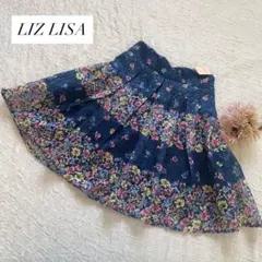 リズリサ系 ピンク×水色 フラワープリント ミニスカート リズリサ系 ピンク×水色 フラワープリント ミニスカート