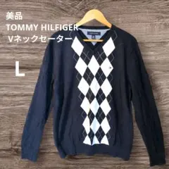 美品✨️TOMMY HILFIGER 【L】ダイヤモンド柄 Vネックセーター