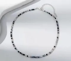 クリスタルビーズネックレス／ブラック／マルチカラー／アクセサリー