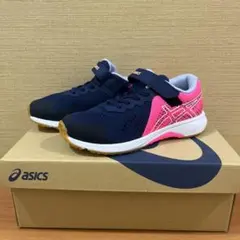 アシックスASICS レーザービーム ネイビーブルー/ピンク スニーカー 19㎝