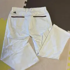 adidas ロングパンツ 白 ステッチ ロゴ刺繍 サイズ82（L程）