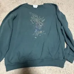 古着　花柄プリント ダークグリーン スウェット
