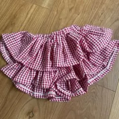 赤と白のギンガムチェック フリルパンツ　最終値下げ