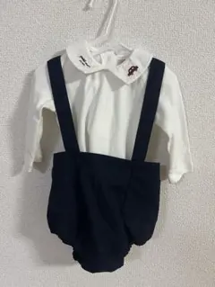 プティマイン　ロンパース＋パンツセット　ネイビー　刺繍　冠婚葬祭　ベビー