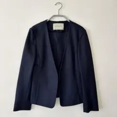 UNITED ARROWS ノーカラージャケット ネイビー　36のサムネイル