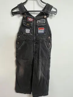 HYSTERIC MINI パッチ付きブラックオーバーオール