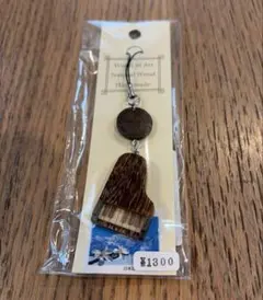 【新品・未使用】天然木 手作り木製ストラップ ピアノ ハンドメイド