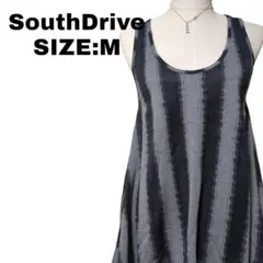 SouthDrive ストライプ タンクトップ M グレー 黒 古着