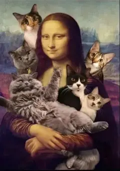 モナリザの微笑みと猫達のダイヤモンドアート