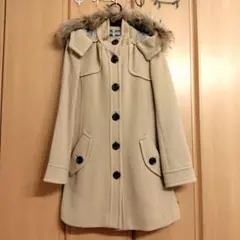 クリーニング済 極美品 バーバリーブルーレーベルフード付きアンゴラ ロングコート