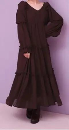 NICE CLAUP レディフリルロングワンピース