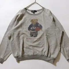 90s ポロラルフローレン ポロベア バスケ ラグランスリーブスウェット L