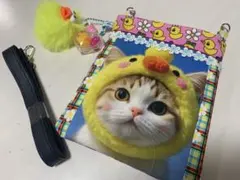 【sold】ひよこねこちゃん　ぺたんこスマホポーチ