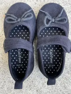 リボン付きブラックシューズ　フォーマル　セレモニー　15センチ