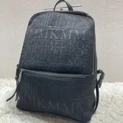 美品 希少 マイケルコース リュックサック A4可 総柄 黒 ナイロン レザー