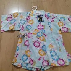 【新品】西松屋　水色 花柄 甚平 キッズ　120センチ