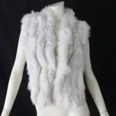 S57【新品同様】フォックス FOX 編み込みファー ショール マフラー 毛皮