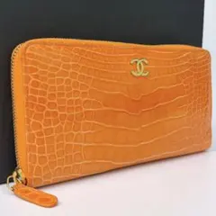 CHANEL リアルクロコダイル ラウンド 長財布 ネイビー 箱付き - メルカリ