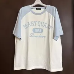 MARY QUANT 半袖ロゴTシャツ 水色／アイボリー　Mサイズ
