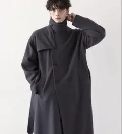 RAGEBLUE ドレープスリットハイネックトレンチロングコート