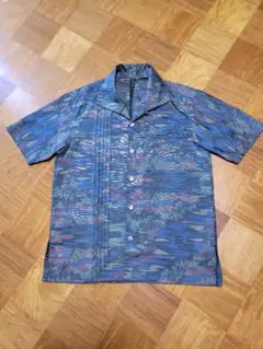 期間限定値下げ　大島紬　着物リメイク　幾何学模様　長袖シャツ　シルク 期間限定値下げ 大島紬 着物リメイク 幾何学模様 長袖シャツ