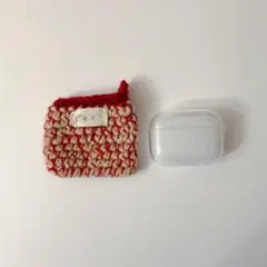 ハンドメイド　編み物　ミニポーチ　AirPodsケース　イヤフォンケース